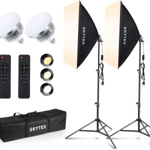 Skytex Softbox Lighting Kit(2Pack), 20x28in Soft Box | 85W 2700-6400K E27 LED Bulb Continuous Photography Lighting, Photo Studio Lights Equipment for Camera Shooting, Video Recording